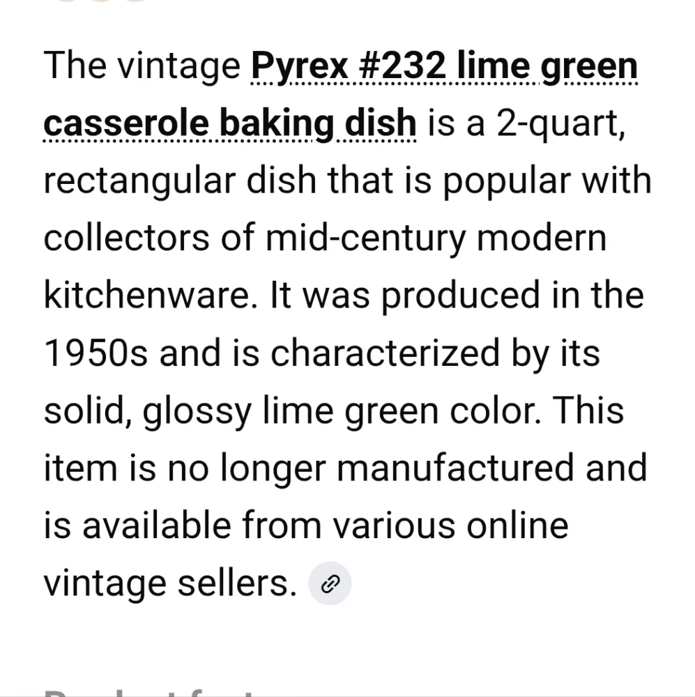 Vintage Pyrex 232 Lime Green 2 Quart Casserole Baking Dish